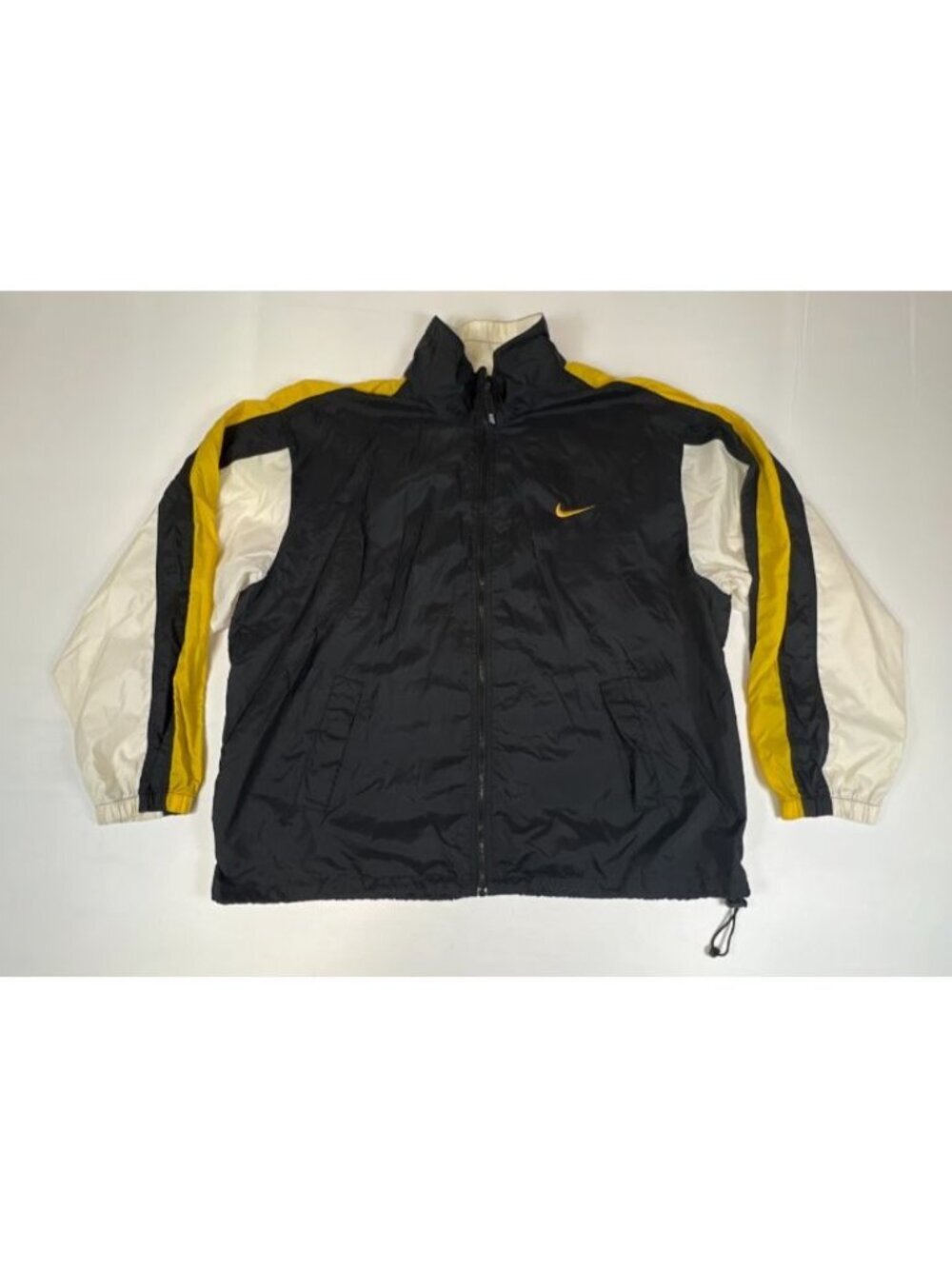 Vintage Nike Colorblock Windbreaker Jacket Black Yellow White Full Zip Size XL